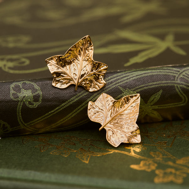 Lydia Millen Evergreen Ivy Leaf Statement Stud Earrings