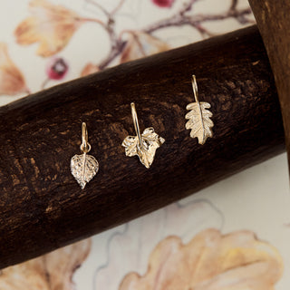 solid gold birch leaf charm
