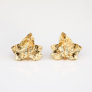 Lydia Millen Evergreen Ivy Leaf Statement Stud Earrings