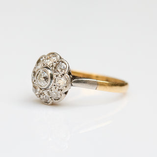 Vintage Diamond 18k Yellow Gold and Platinum Ring- UK Size M 1/2