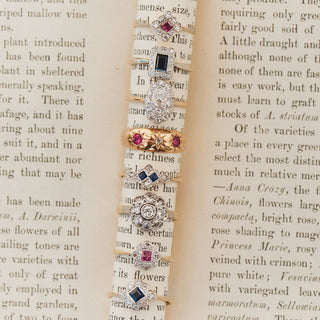 Vintage Ruby and Diamond 18k Yellow Gold Ring- UK Size L 1/2