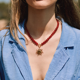 carrie elizabeth Alba Red Onyx Statement Beaded Necklace