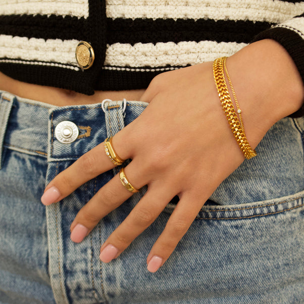 engravable vintage bar ring in gold