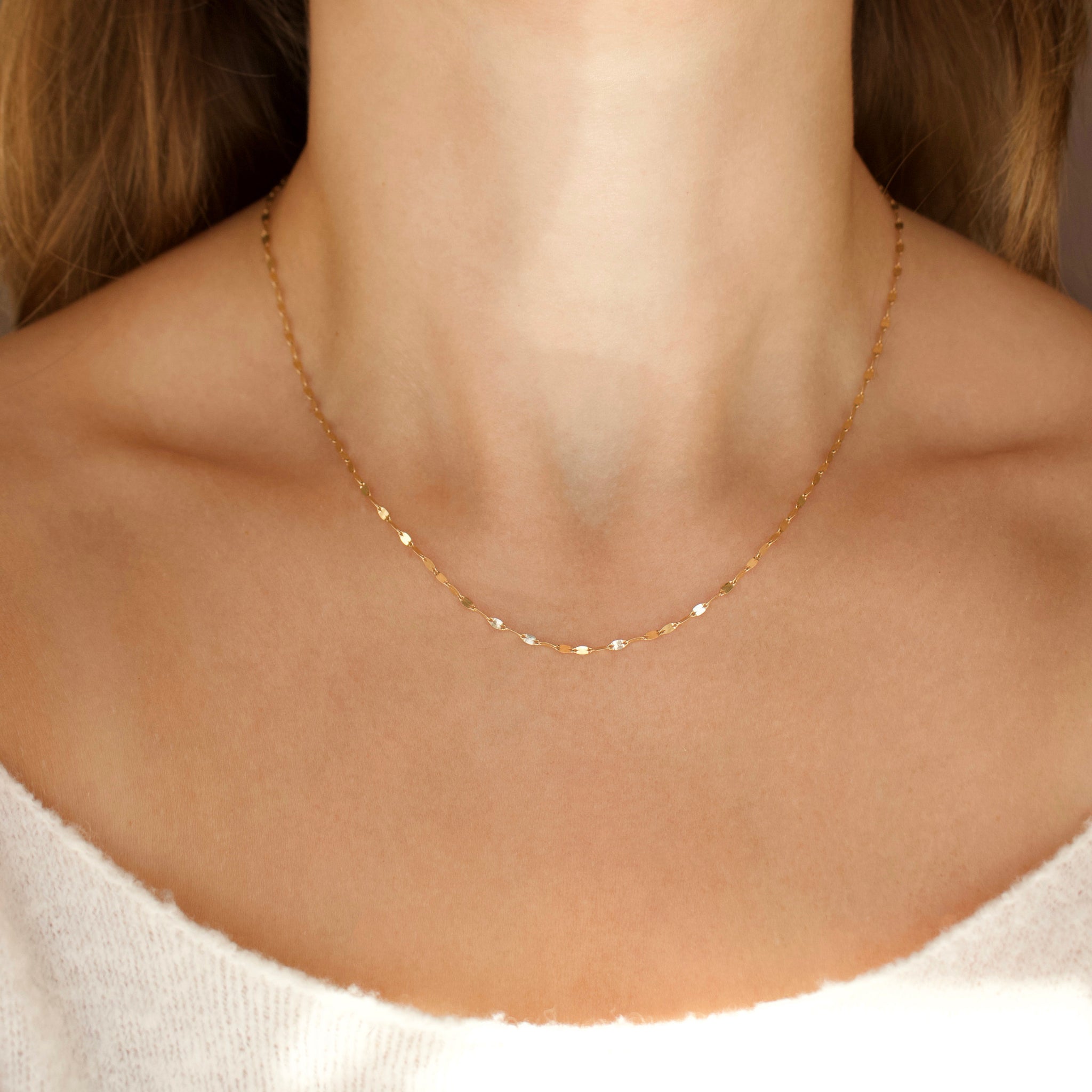 solid gold petal chain necklace 