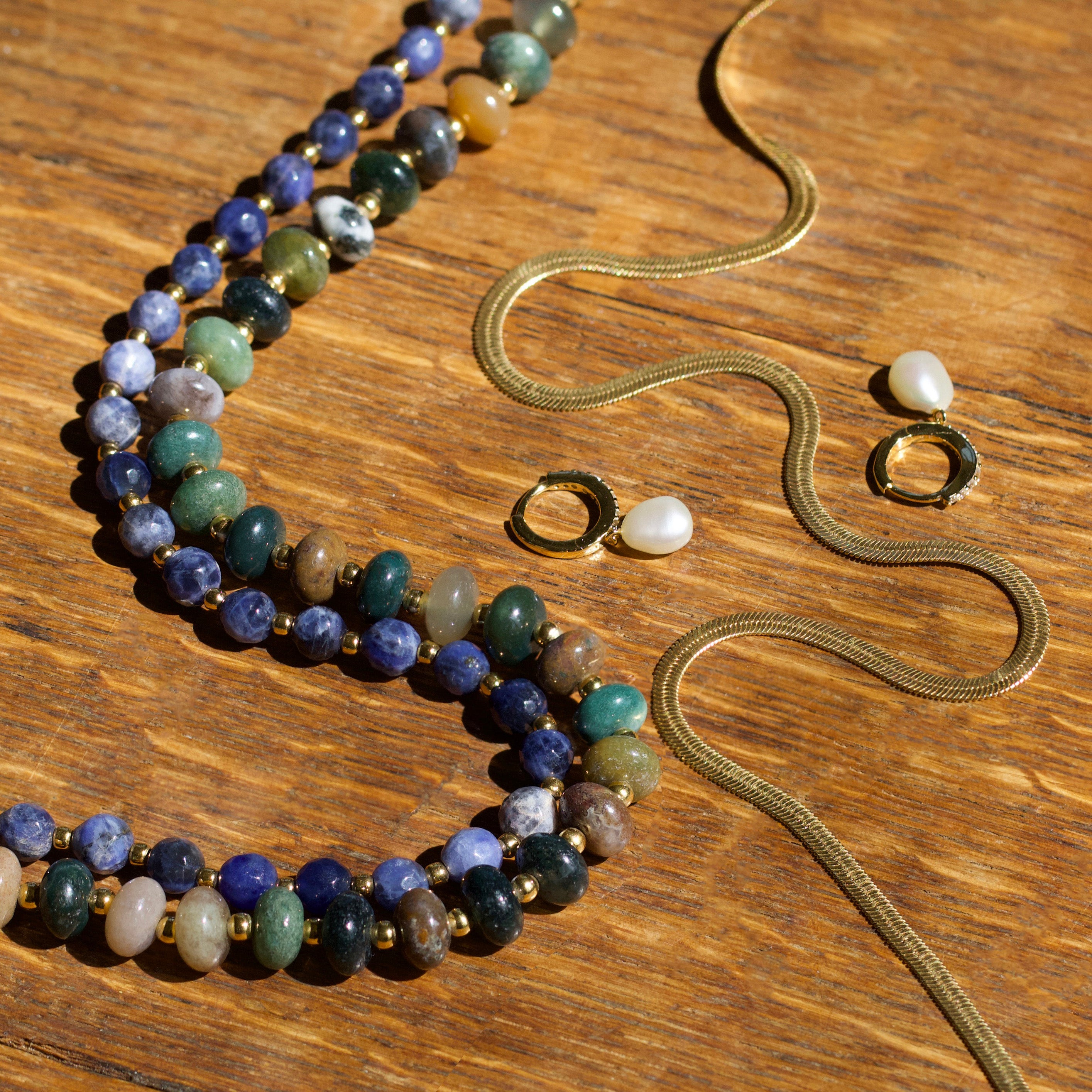 sodalite blue beaded necklace