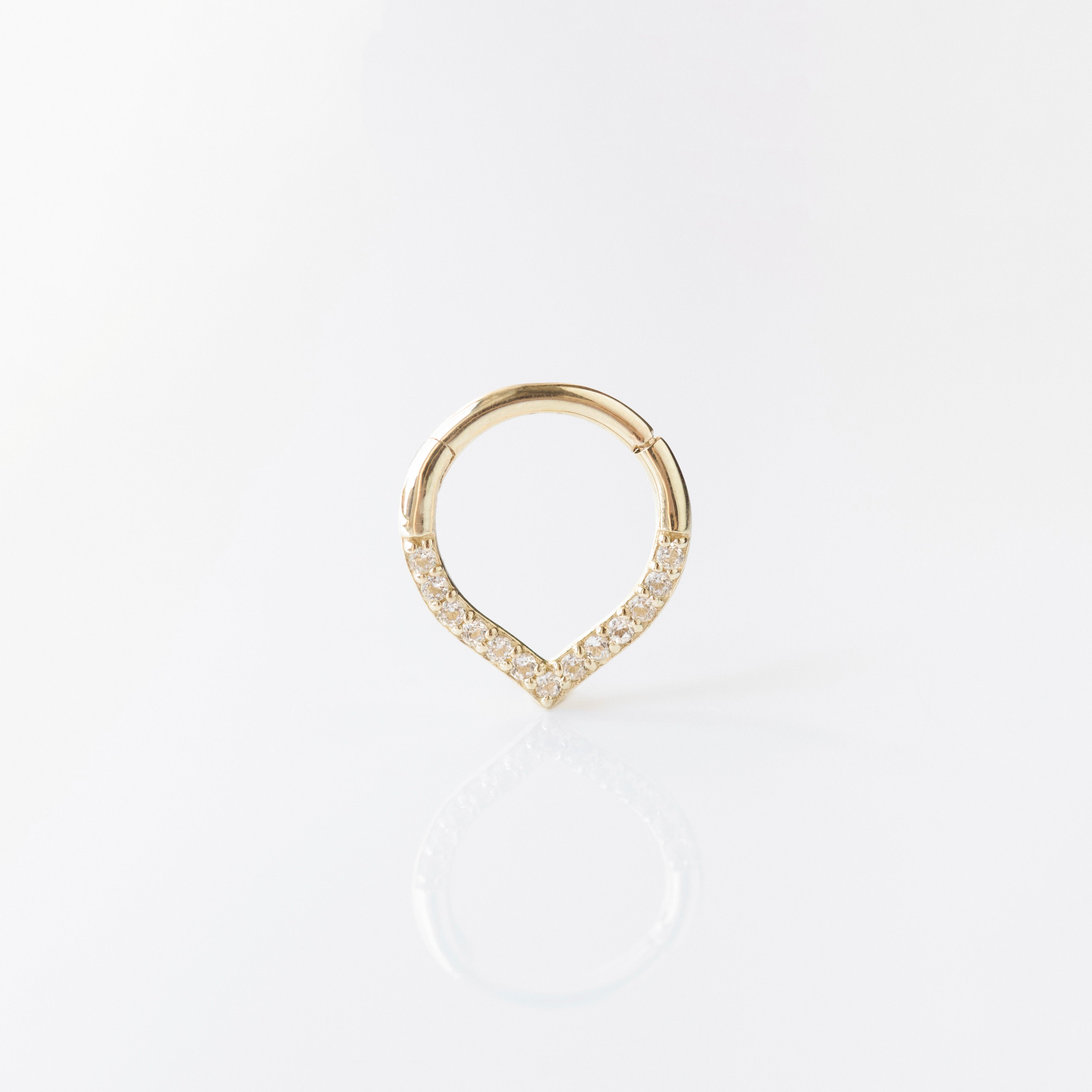 tapered daith hoop earring in solid gold