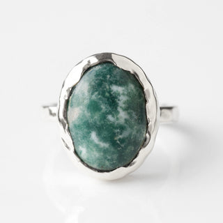 snowflake jade ring silver