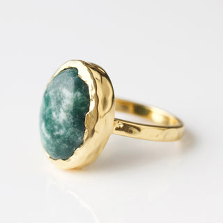 snowflake jade molten statement ring gold