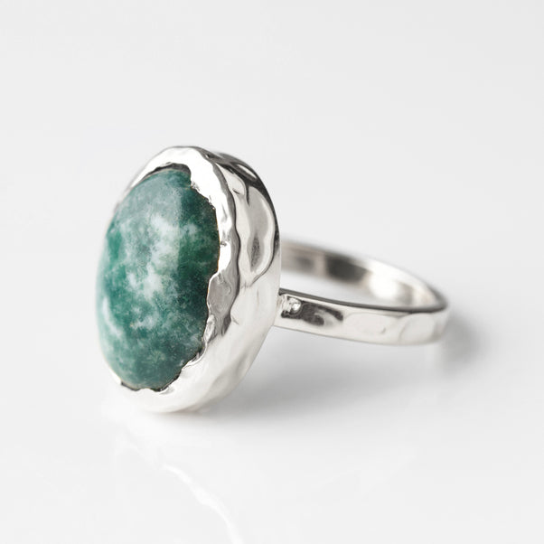 snowflake jade ring silver