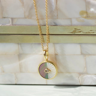 mother of pearl pendant gold