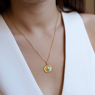 Turquoise Sunray Coin Necklace