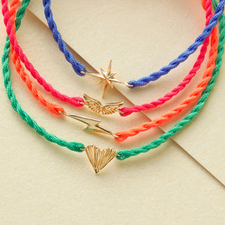 solid gold wings cord bracelet