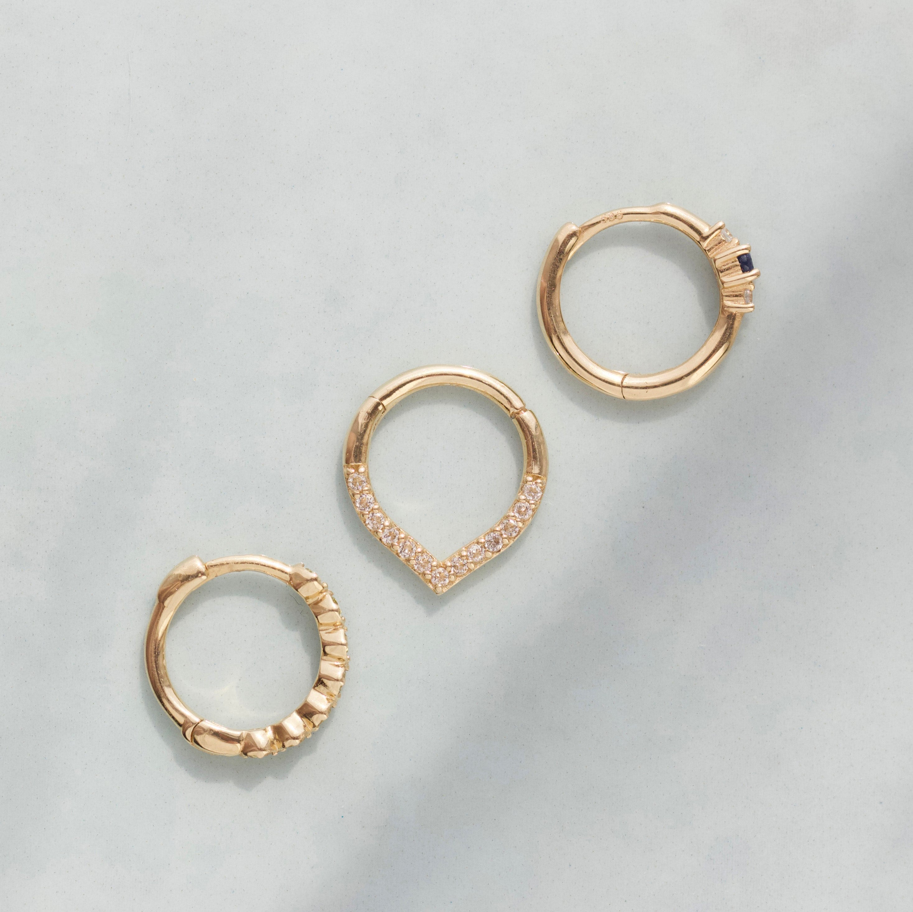 tapered daith hoop earring in solid gold