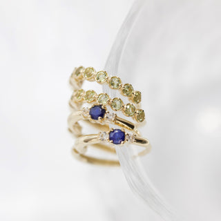 Blue & White Sapphire Huggie Hoop Earring