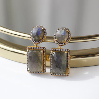 Labradorite statement earrings