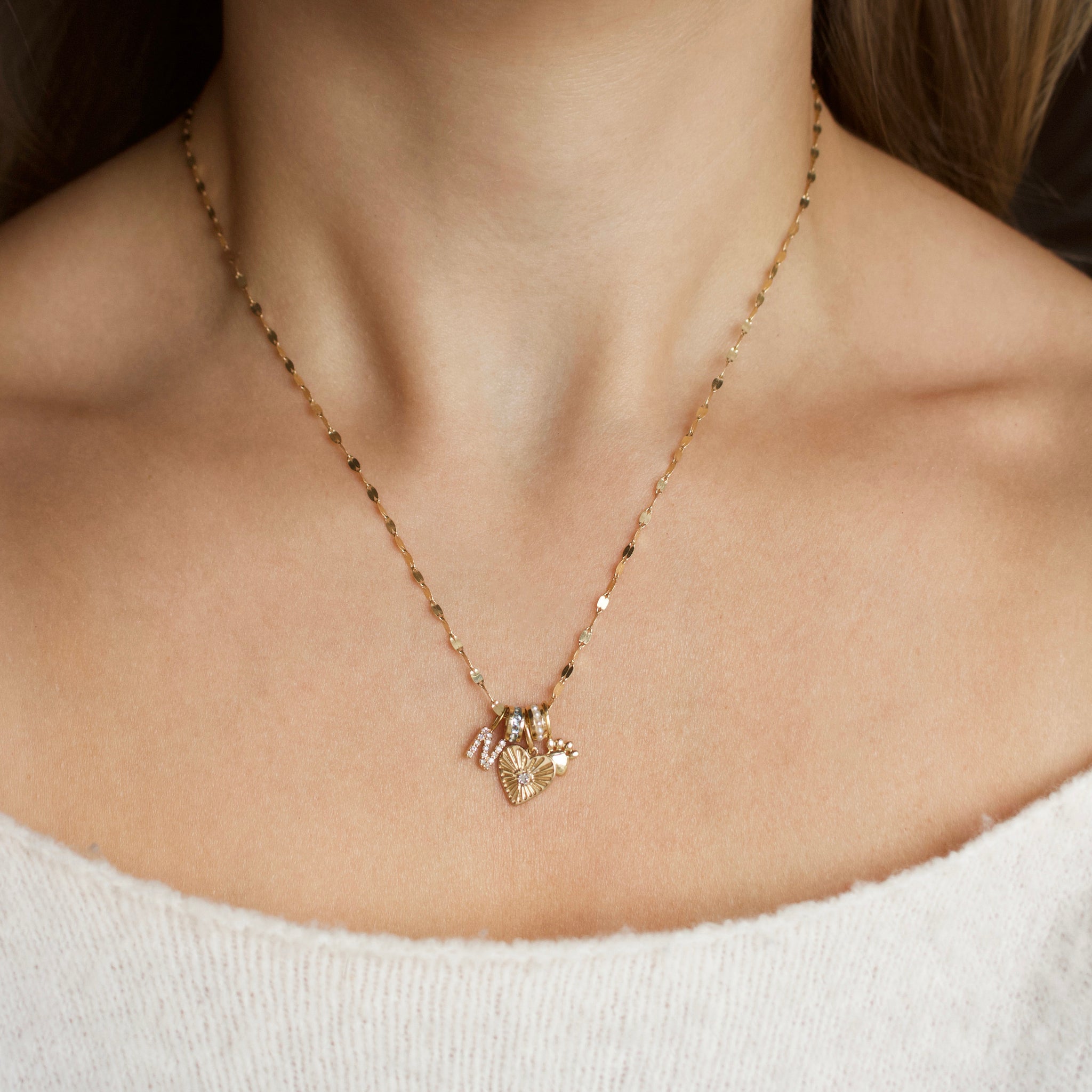 solid gold petal chain necklace 