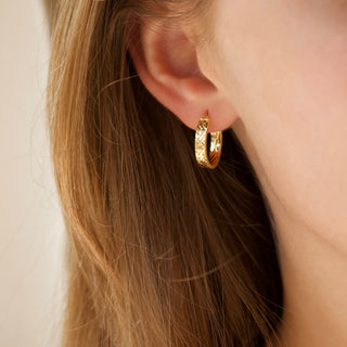 solid gold diamond cut hoop earrings