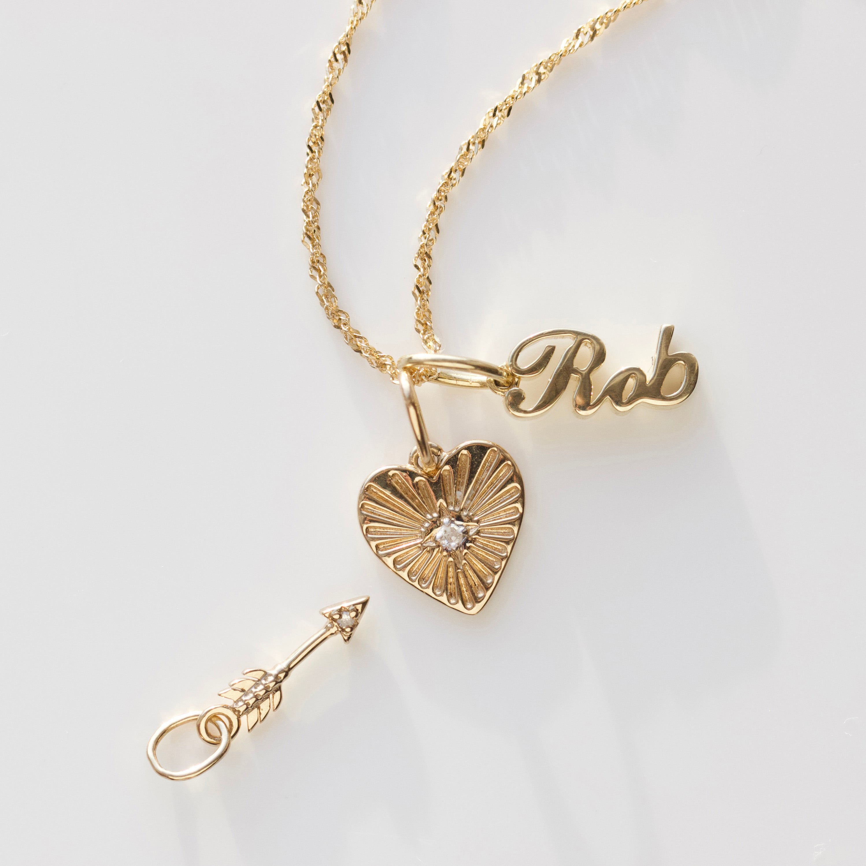 Heart Necklace 24k Nameplate Necklace MirzaJee Simple Name