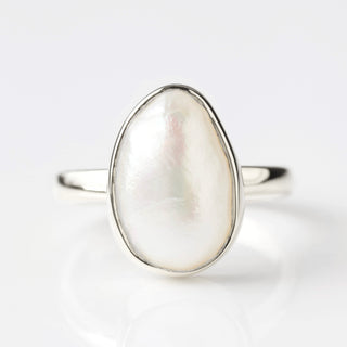 baroque pearl ring in silver