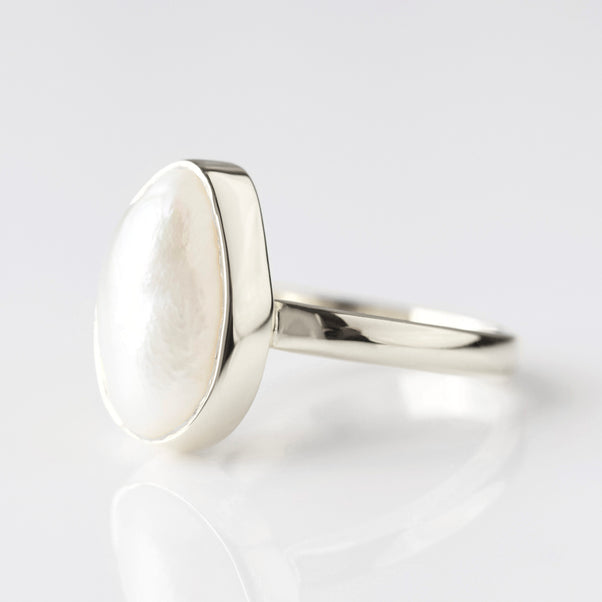 baroque pearl ring in silver