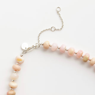 opal beaded necklace in silver