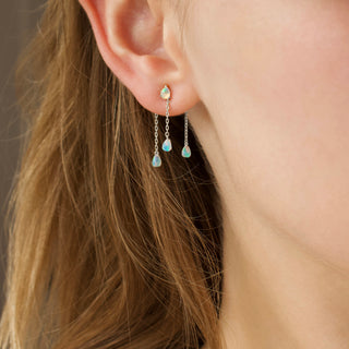 Opal raindrop silver stud earrings