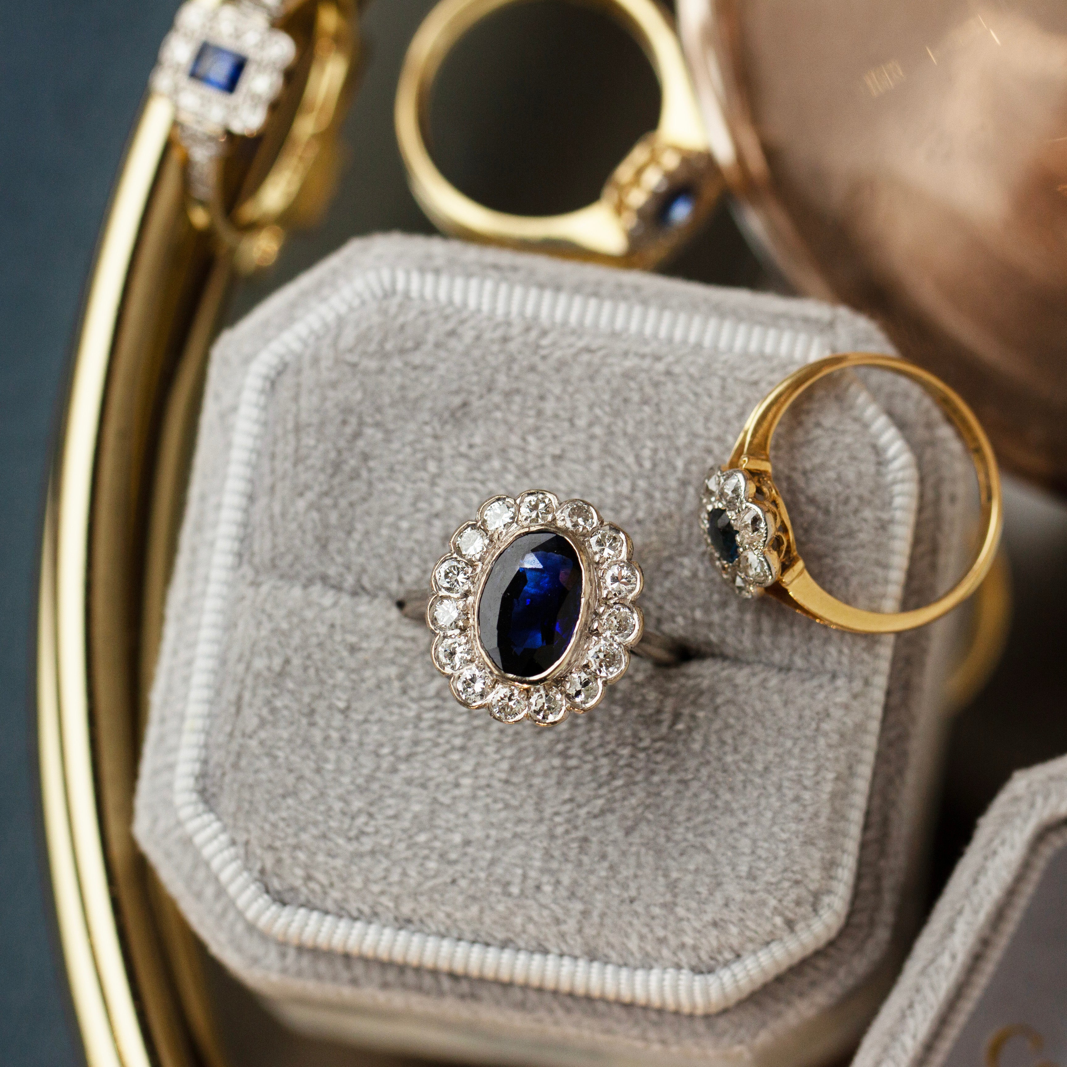 sapphire & diamond vintage ring 