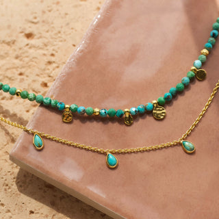 turquoise and coin gold necklace