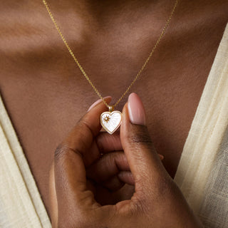 heart mother of pearl celestial love necklace in gold