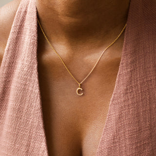 Pearl Initial Necklace In Gold