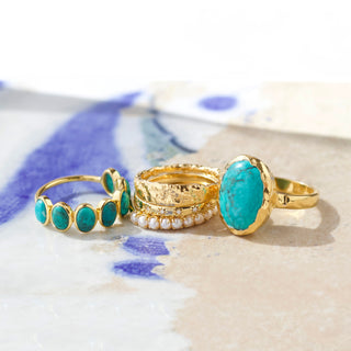 turquoise gold molten ring