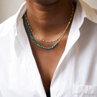turquoise and chain necklace gold
