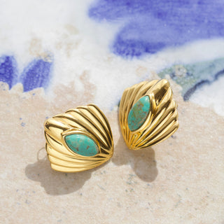 Turquoise shell statement studs 