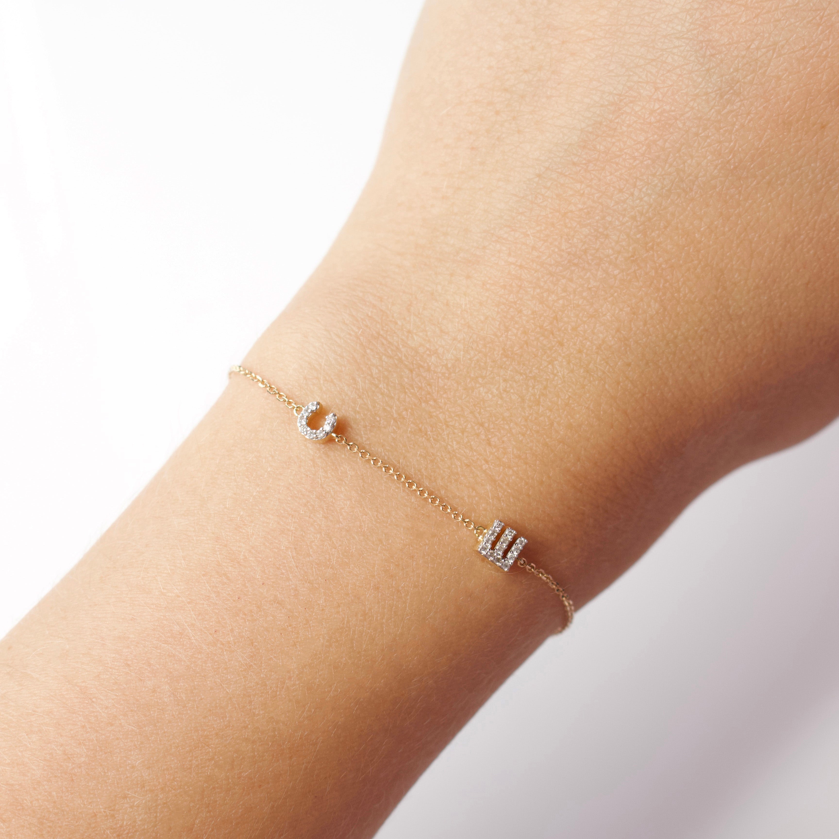 diamond initial bracelet