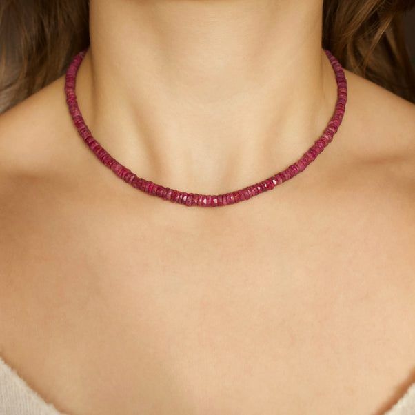 ruby gemstone beaded necklace