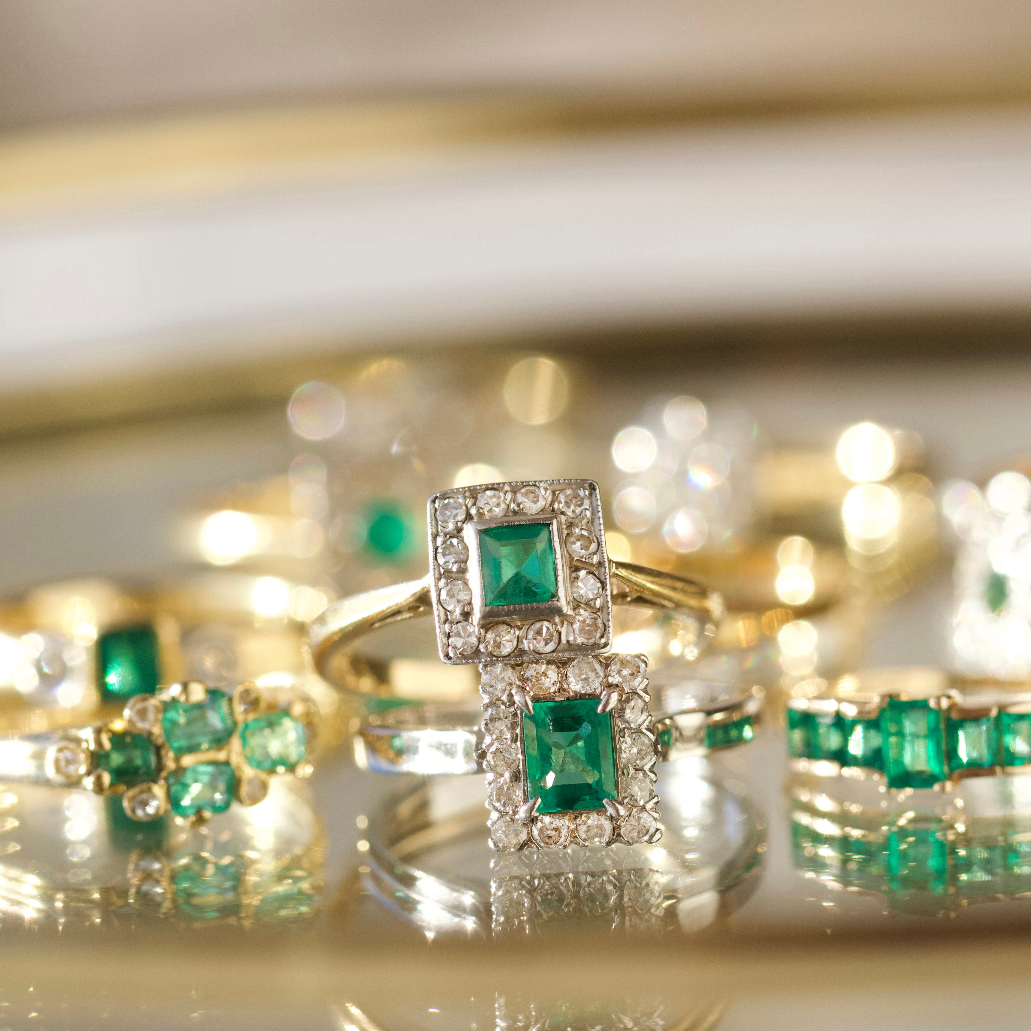 Emerald and diamond vintage ring