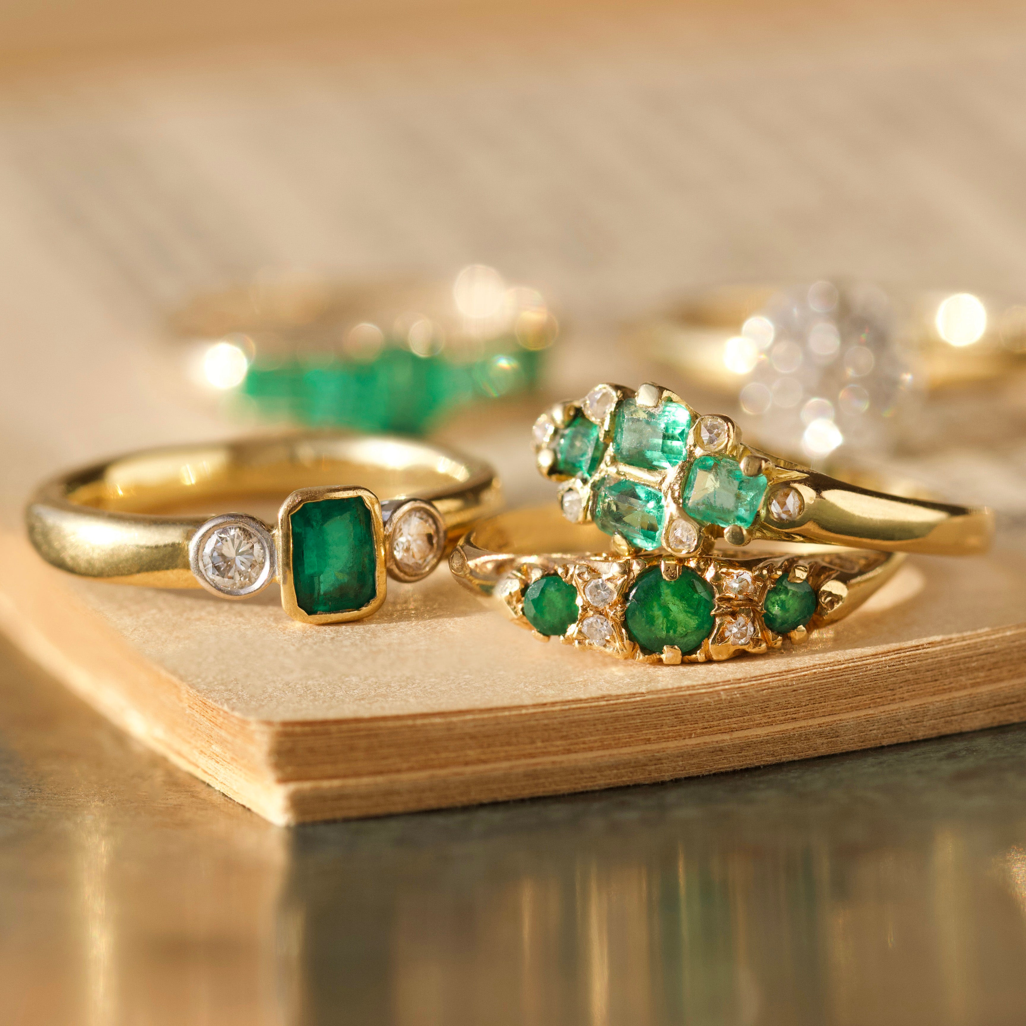 Emerald and diamond vintage ring 