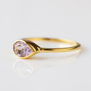 pink amethyst solitaire ring in gold