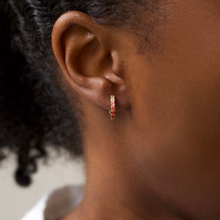 pink ombre huggie hoop earrings