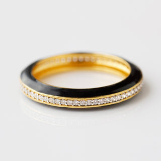 Black enamel and zircon eternity ring