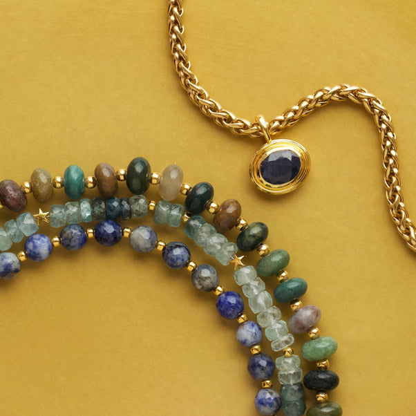 Vintage Sapphire Pendant & Spiga Chain