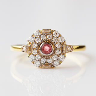 Pink tourmaline vintage inspired gold ring