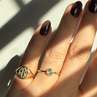 Gold Green Sapphire ring Carrie Elizabeth 