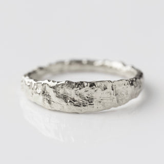 Molten textured organic ring silver