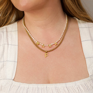 Diamond Star Set Chunky Initial Charm with Spiga Vintage Chain