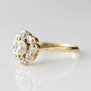 vintage flower diamond ring in solid gold