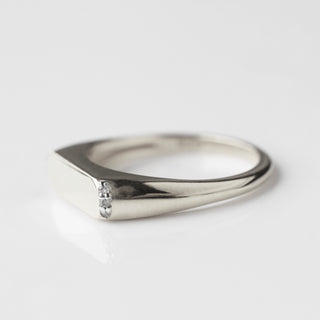 silver diamond engravable signet ring