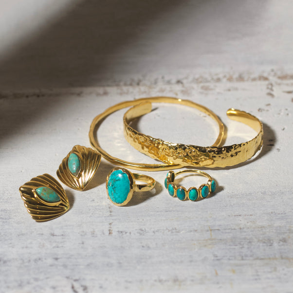 turquoise gold molten ring