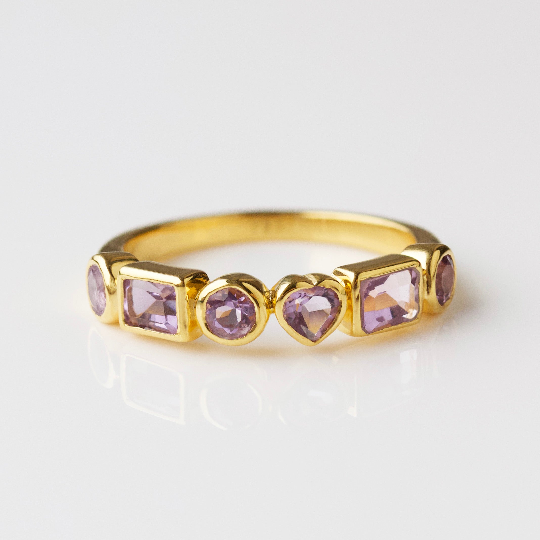 amethyst heart and stone ring gold