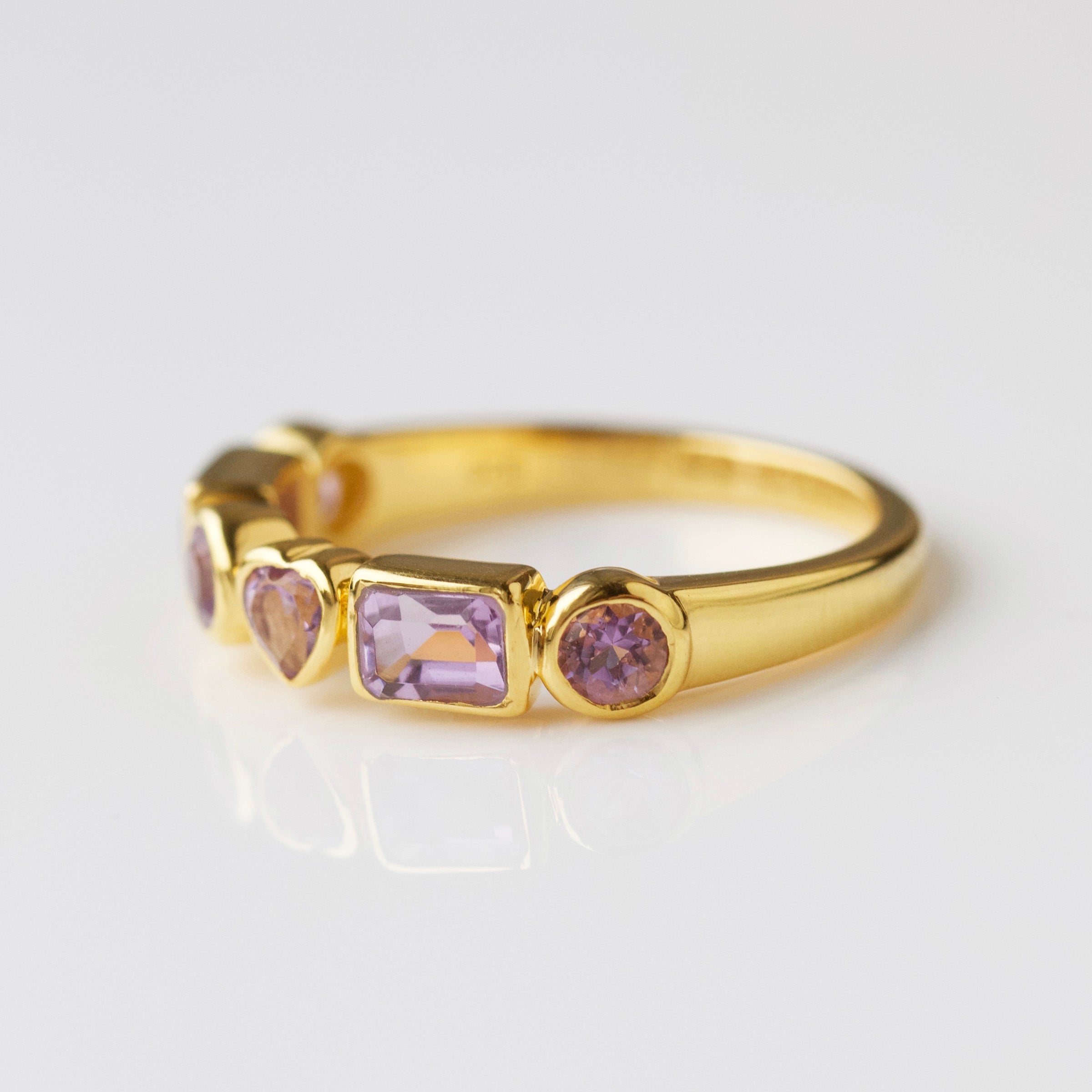 amethyst heart and stone ring gold